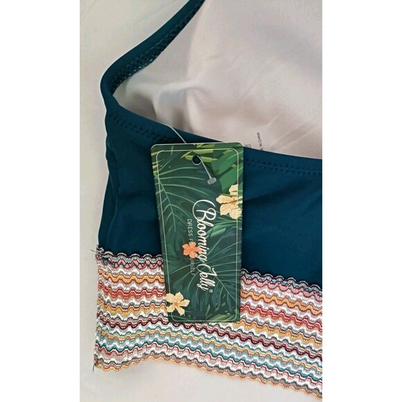 Blooming Jelly High Waisted Bikini Set  Size XL Teal Blue Tummy Control New - Picture 5 of 9